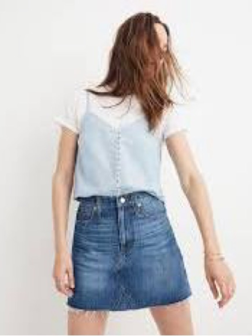 Madewell Denim Mini Skirt with Frayed Hem - Blue 29